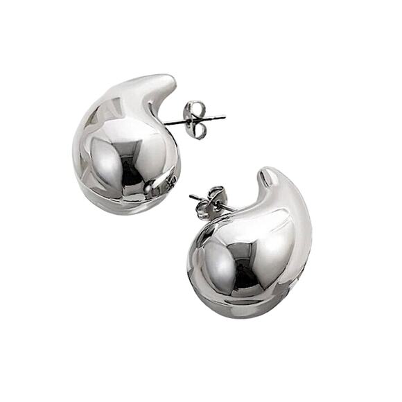 Silver Water Drop Tear Drop Earrings - Picture 4 of 6